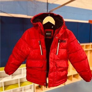 DKNY Bright Red Kids Puffer Coat